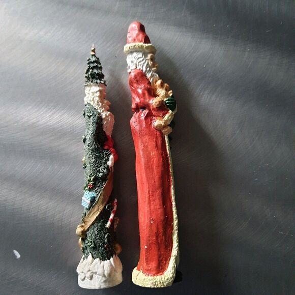 Vintage Lot Of 2 Slim Skinny Santas 6" Figurines Christmas Tree Holiday Decor - Picture 8 of 8
